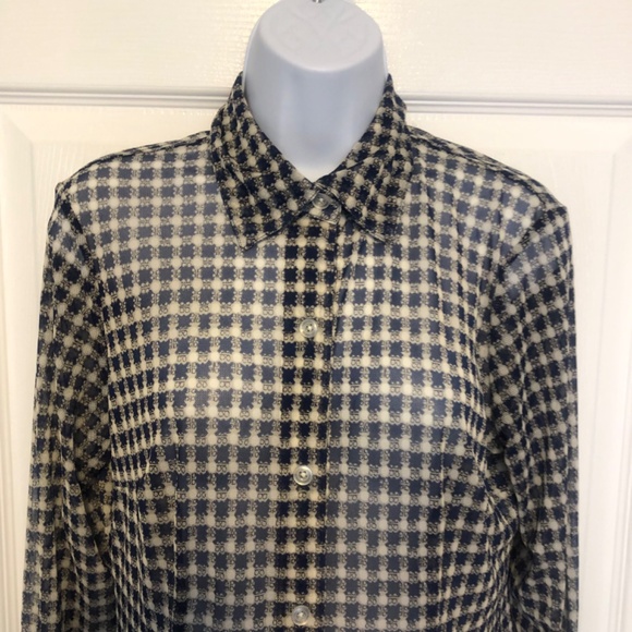 Cabi 736 mesh plaid shirt button down. Medium - Picture 3 of 13